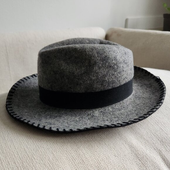 Made in Italy ba&sh "Samy" Grey Wool Felt Fedora Hat – Small Fit - Picture 3 of 8